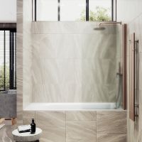 Шторка на ванну Maybah Glass MGV-615-2 600x1400 поворотная на монопетле Бронза стекло сатиновое — фото 1, Неподвижные шторки для ванной