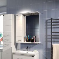 Зеркало со шкафом СанТа Омега 60 L 107003 с подсветкой Белое — фото 1, Зеркальные шкафы в ванную