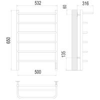 Электрический полотенцесушитель Terminus Полка П6 500х650 4670078531438 с полкой Хром — фото 4, Электрические полотенцесушители