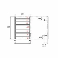Электрический полотенцесушитель Point Аврора PN10846 П6 400x600 диммер справа Хром — фото 3, Электрические полотенцесушители