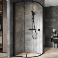 Душевой уголок Ravak Nexty NSKK3-90 90x90 3O677300Z1 профиль Черный стекло Transparent — фото 1, Душевые уголки четверть круга