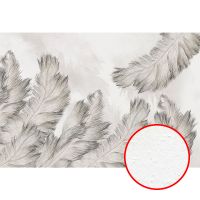Фреска Ortograf Levity 33367 Фактура бархат FX Флизелин (4*2,7) Серый, Перья — фото 1, Фрески