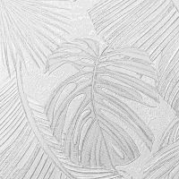 Обои Solo Гавайи SL8928-21 Винил на флизелине (1,06*10) Белый/Серебряный/Серый, Листья — фото 1, Обои для стен