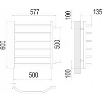 Водяной полотенцесушитель Terminus Виктория П6 500х600 бп500 4670078530073 Хром, боковое подключение, G 1" НР — фото 4, Водяные полотенцесушители