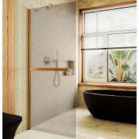 Душевая перегородка Maybah Glass MGD-728-3ш 790x1950 в широком профиле Золото стекло бронзовое матовое — фото 1, Душевые перегородки