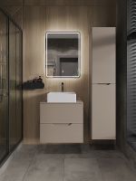 Тумба с раковиной Orange Line 60 Li-60TuLMDF+B04-405W подвесная Латте матовый — фото 5, Мебель для ванной