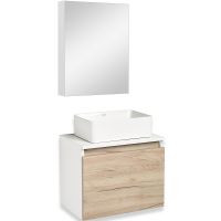 Тумба под раковину Runo Бари 50 00-00001373 подвесная Крафт дуб Белая — фото 7, Тумбы под раковину