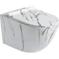 Унитаз SantiLine SL-5002MM подвесной Мрамор матовый с сиденьем Микролифт — фото 1, Унитазы