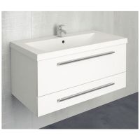 Тумба под раковину 1MarKa Соната 90П 2 ящика Белая глянцевая — фото 1, Тумбы под раковину