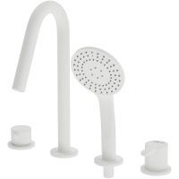 Смеситель на борт ванны Cezares Leaf LEAF-BVDM4-BIO Белый матовый — фото 1, Смесители на борт ванны