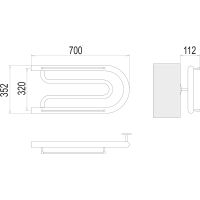 Водяной полотенцесушитель Terminus Фокстрот (1) 320x700 4620768881251 с полкой Хром, боковое подключение, G 1" НР — фото 3, Водяные полотенцесушители
