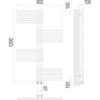 Водяной полотенцесушитель Terminus Европа П24 70х1200 4670078530622 Хром, нижнее подключение, G 1/2" ВР, с комплектом вентилей — фото 4, Водяные полотенцесушители