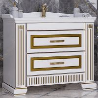 Тумба под раковину Opadiris Оникс 100 00-00003548 Белая глянцевая с золотой патиной — фото 1, Мебель для ванной