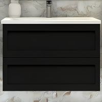 Тумба под раковину Art&Max AM-Platino-900-2C-SO-NM подвесная Черная матовая — фото 1, Мебель для ванной