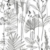 Обои Lutece Les Essentiels 51210309 Винил на флизелине (0,53*10,05) Белый/Черный, Листья — фото 1, Обои для стен