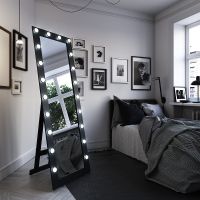 Зеркало Континент 600х1750 ЗГП45 гримерное с подсветкой Черное с механическим выключателем — фото 10, Зеркала в ванную комнату