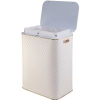 Корзина для белья Geralis CLG-S Ромб Бежевая светлая, кант Золото, большая — фото 3, Корзины для белья