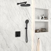 Душевая система Vincea Inspire VSFW-4I212MB Черная матовая — фото 1, Встраиваемые душевые комплекты