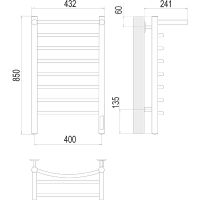 Электрический полотенцесушитель Terminus Классик с/п П8 400х850 4670078531407 с полкой Хром — фото 4, Электрические полотенцесушители