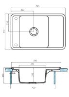 Кухонная мойка Aquaton Беллис 78 1A725032BS210 Графит — фото 8, Кухонные мойки