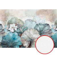 Фреска Ortograf Flower Dreams 31635 Фактура бархат FX Флизелин (4*2,7) Бежевый/Бирюзовый, Цветы — фото 1, Фрески