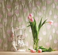 Обои Milassa Swan SW1 005 Флизелин (1*10,05) Зеленый/Розовый, Цветы — фото 2, Обои для стен