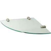 Стеклянная полка WasserKRAFT K-533NICKEL угловая Никель — фото 1, Полки для ванной и душа