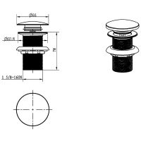 Донный клапан Boheme 612/2-SGM click-clack Оружейная сталь глянцевая — фото 2, Донные клапаны
