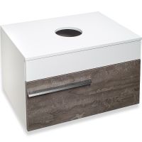 Тумба под раковину Runo Вудлайн 65 00-00001341 подвесная Белая Железный камень — фото 1, Тумбы под раковину