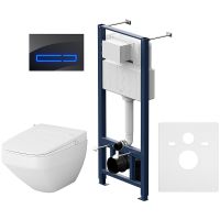 Комплект унитаза биде с инсталляцией AM.PM Inspire V2.0 FlashClean IS450A38.CCC50A с электронным сиденьем Микролифт с функцией биде и Черной клавишей смыва — фото 1, Умные унитазы