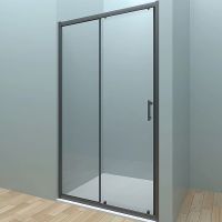 Душевая дверь Veconi Vianno VN-72B 110 VN72B-110-01-C4 профиль Черный матовый стекло прозрачное — фото 1, Раздвижные душевые двери