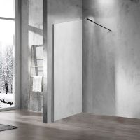 Душевая перегородка Vincea Walk-In 100 VSW-1H100CLGM профиль Вороненая сталь стекло прозрачное — фото 1, Душевые перегородки