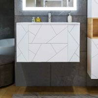 Тумба под раковину Бриклаер Кристалл 90 4627125415975 подвесная Белая — фото 2, Мебель для ванной