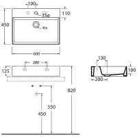Раковина Azzurra Elegance Squared 60 ELLP060450QMBI/(EQA60M bi)*1 Белая — фото 5, Раковины