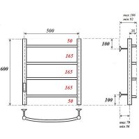 Электрический полотенцесушитель Point Афина PN04756W П4 500x600 диммер слева Белый — фото 3, Электрические полотенцесушители
