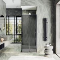 Душевой уголок Maybah Glass MGY-1328-6 900x900x1950 раздвижной профиль Черный стекло графитовое — фото 2, Душевые уголки