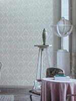 Обои Grandeco Time 2025 TI 3201 Винил на флизелине (1,06*10,05) Белый/Серый, Дамаск — фото 4, Обои для стен