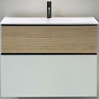 Тумба с раковиной Burgbad Fiumo 80 SFXN082F3956FOT45G0200C0001*1 Eiche Dekor Cashmere Белая матовая — фото 1, Мебель для ванной