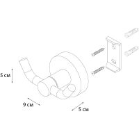 Двойной крючок Fixsen Comfort Black FX-86005A Черный матовый — фото 4, Крючки для полотенец
