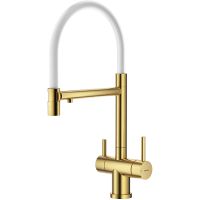 Смеситель для кухни Splenka S70.63.03 Золото матовое Белый — фото 1, Смесители для кухни
