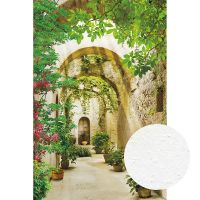 Фреска Ortograf Городской пейзаж 3912 Фактура бархат FX Флизелин (1,8*2,7) Бежевый/Зеленый, Город/Листья — фото 1, Фрески