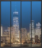 Фреска Ortograf Небоскребы 33498 Фактура флок FLK Флизелин (2,4*2,8) Синий/Бежевый, Город — фото 2, Фрески