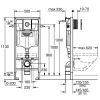 Инсталляция Grohe Rapid SL 38813001 с клавишей смыва Хром — фото 5, Инсталляции