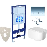 Комплект унитаза с инсталляцией Aquatek Set Aquatek Лугано-016 4в1 с сиденьем Микролифт и клавишей смыва Хром глянцевый — фото 1, Комплекты унитаз + инсталляция
