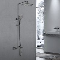 Душевая система Vincea Desire VSFS-1D0TGM с термостатом Вороненая сталь — фото 6, Душевые стойки