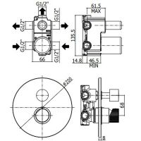 Смеситель для душа Paffoni Jo Черный матовый арт-JO019NO — фото 2, Встраиваемые смесители для душа