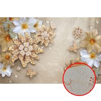 Фреска Ortograf 3D 6666 Фактура бархат золото FX-G Флизелин (3,35*2,2) Бежевый/Золото, Цветы арт-6666 (бархат золото FX-G) — фото 1, Фрески