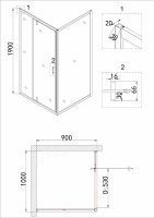 Душевой уголок Niagara Nova 100х90 NG-43-10AG-A90G профиль Холодное золото стекло прозрачное — фото 5, Душевые уголки