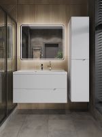 Тумба с раковиной Orange Line 100 Li-100Tuw+RA100 подвесная Белая матовая — фото 5, Тумбы с раковиной