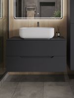 Товар: Тумба с раковиной Orange Line 100 Li-100TugMDF+B03-600W подвесная Графит матовый - фото 3 Тумба с раковиной Orange Line 100 Li-100TugMDF+B03-600W подвесная Графит матовый — фото 3, Мебель для ванной